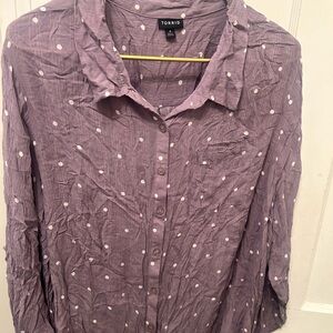 Torrid Lavender Polka Dot Button Down Shirt